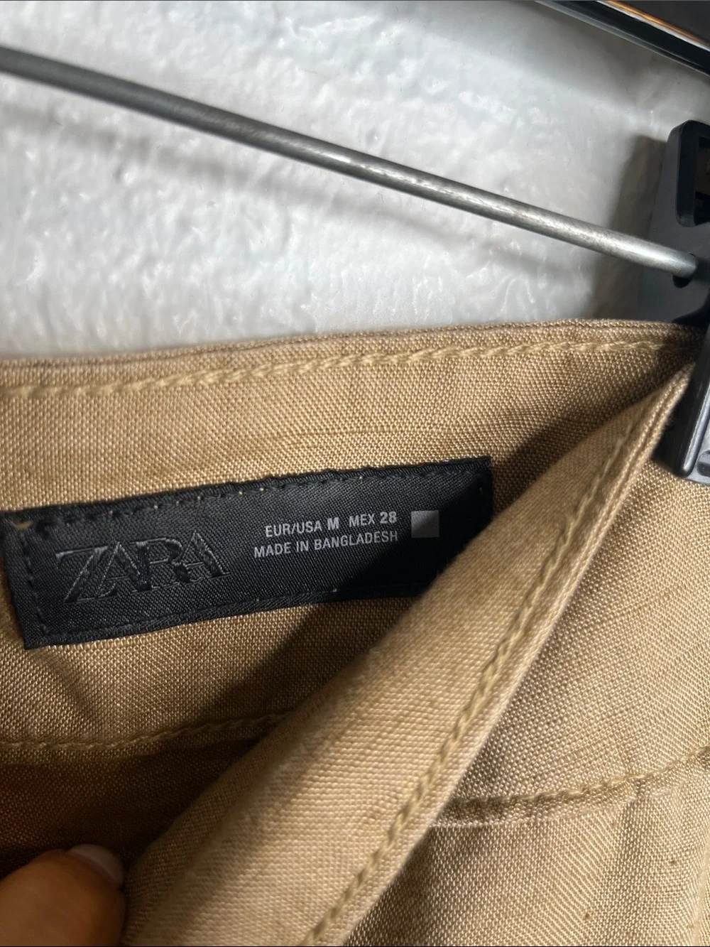 NEW Zara Drawstring Wide Leg Linen Pants Sand Sz M